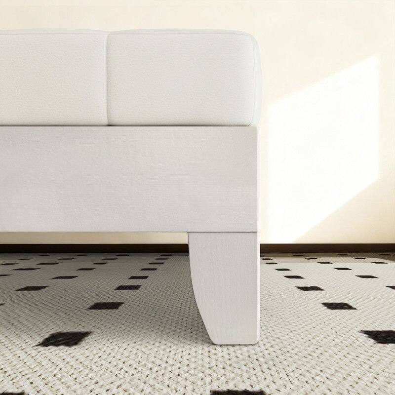 Twin Size Deluxe Bed Frame with Headboard with Solid Wood, No Box Spring Needed, Easy Assembly, White