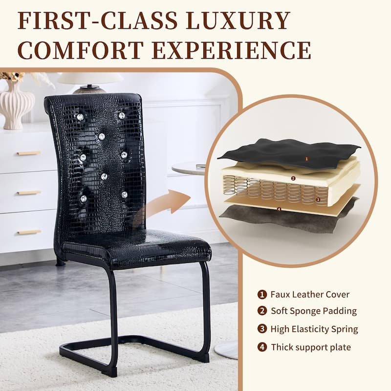 Dining Chair Black Side Chair Kitchen Chair Leisure Chair Lounge Chair Office Chair Armless Chair with Metal Legs