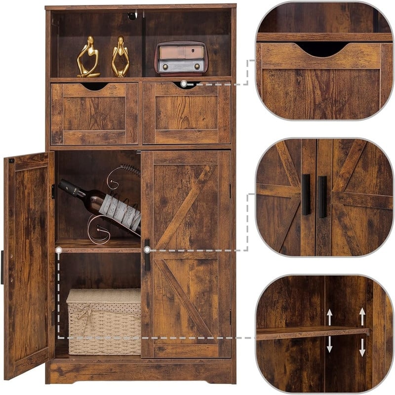 Floor Cabinet with 2 Doors 2 Drawers - 11.4"D x 23.6"W x 42.7"H