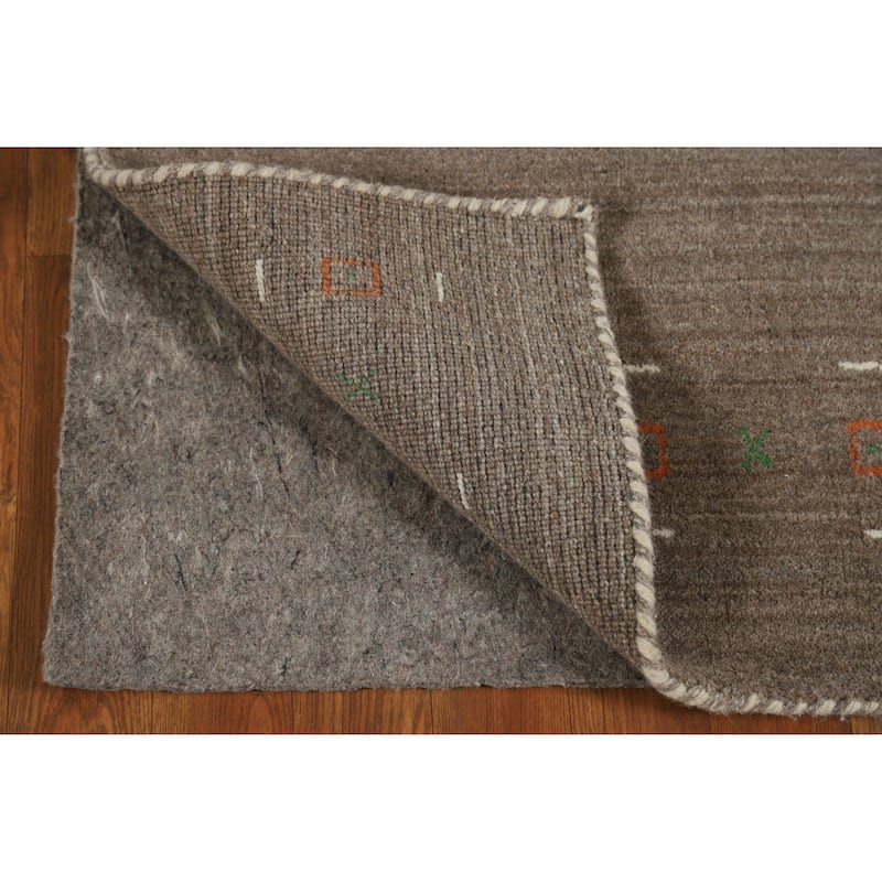Gabbeh Indian Runner Rug Hand-Knotted Oriental Grey Wool Carpet - 2'4" x 9'9"