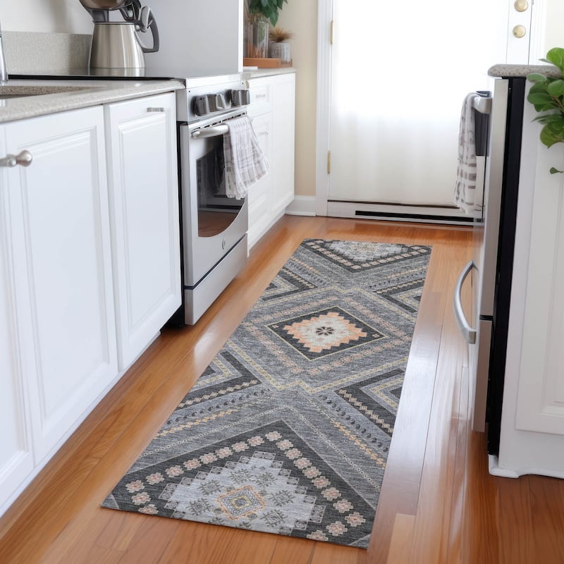 Machine Washable Indoor/ Outdoor Global Boho Chantille Rug