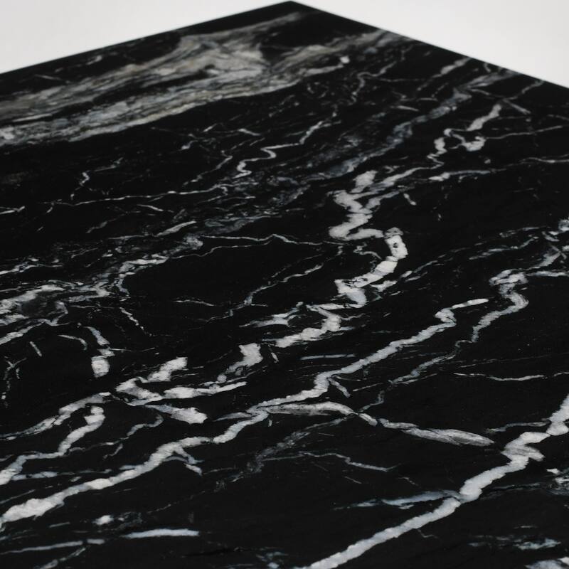 Square Marble Side Table - 18" - Black and White