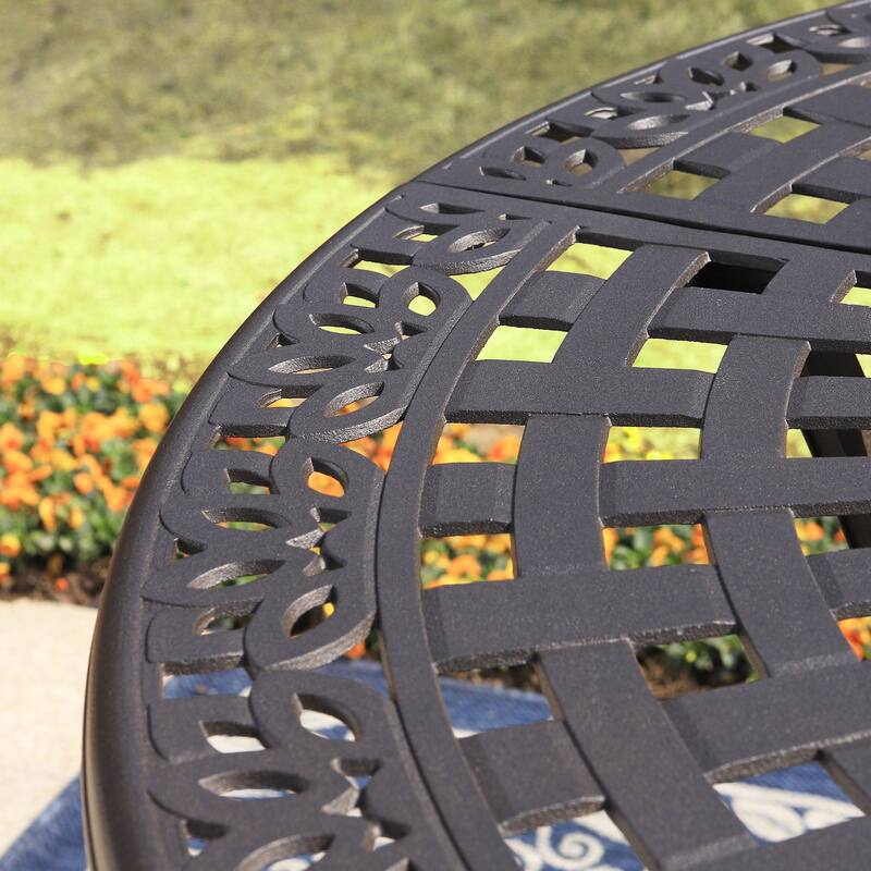 MAISON ARTS Patio Outdoor Cast Aluminium Dining Table with Umbrella Hole