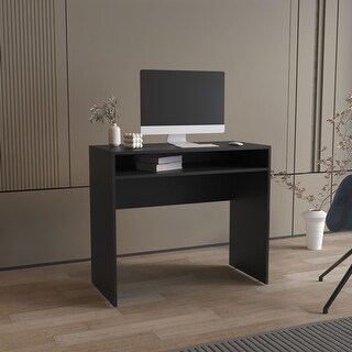 30 Inch Black Computer Desk with Storage Shelf and Modern Design - Bed ...