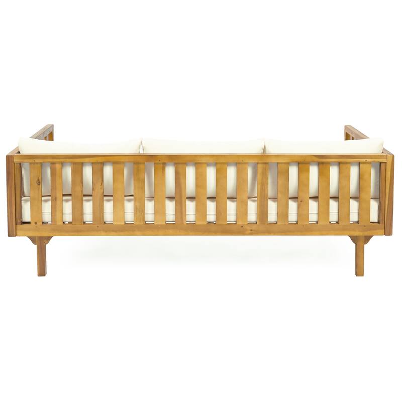 3-Seater Acacia Wood Daybed with Water-Resistant Cushions and Slat Design