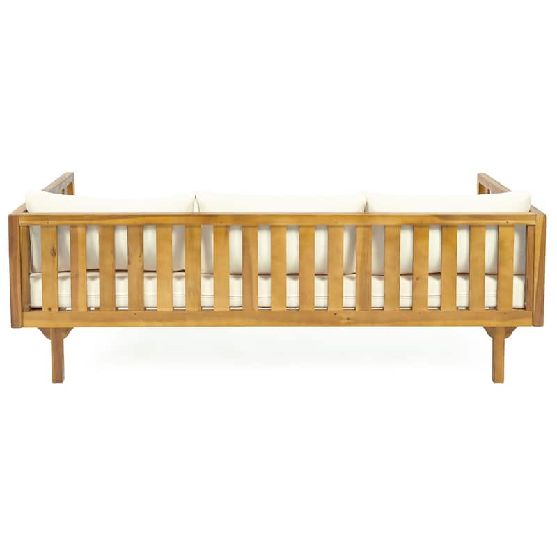 Claremont Farmhouse Outdoor 3 Seater Daybed with Water-Resistant Cushion by Christopher Knight Home