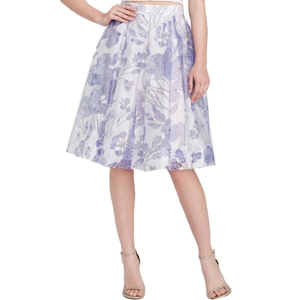 French Connection Womens Pleated Skirt Sheer Floral Print