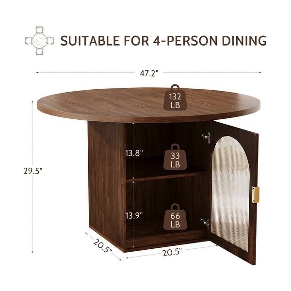 47 Inch Round Dining Table with Storage Cabinet (Not Including Chair ...