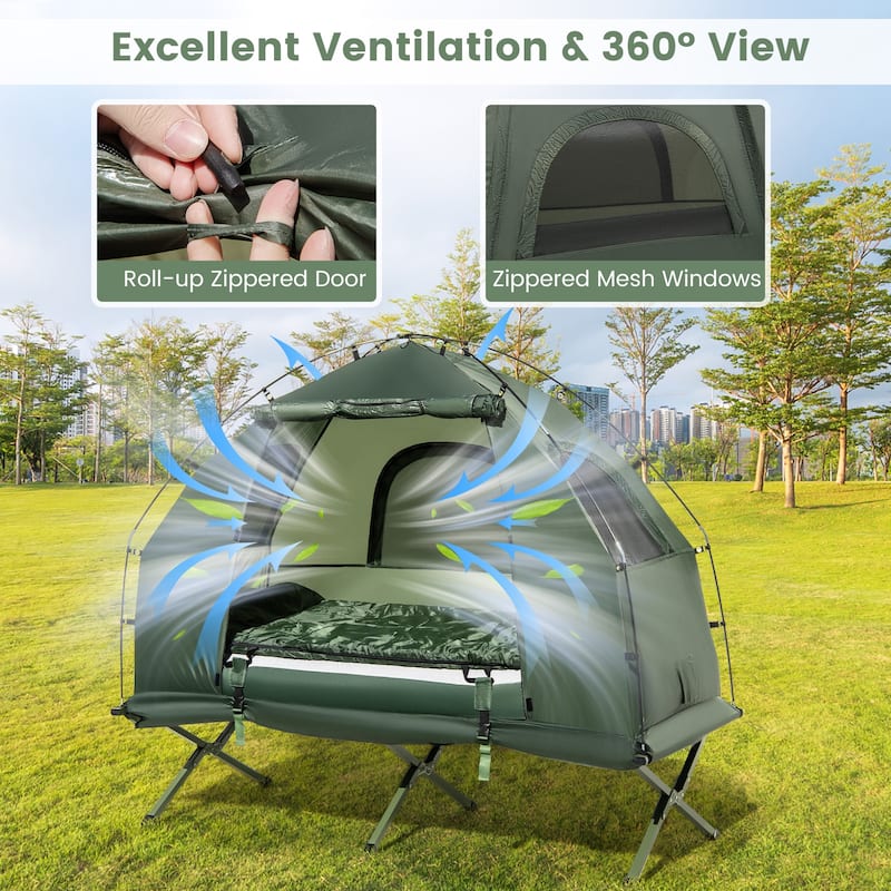 Goplus 1-Person Waterproof Camping Tent Cot with Air Mattress, Pillow, - See Details