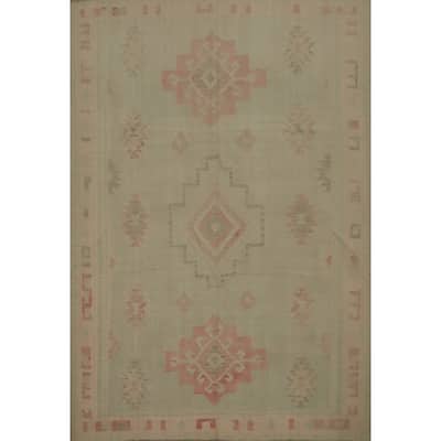 Hand Woven Oriental 100% Wool Carpet Southwestern Tribal Greys & Charcoal Kilim Area Rug - 9' 8'' X 8' 1''
