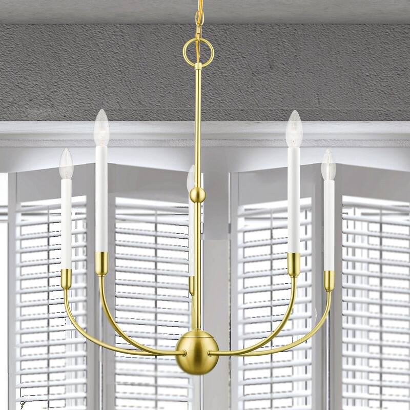 Livex Lighting 5-light Satin Brass Chandelier, 46065-12 - 24" Dia x 28" H