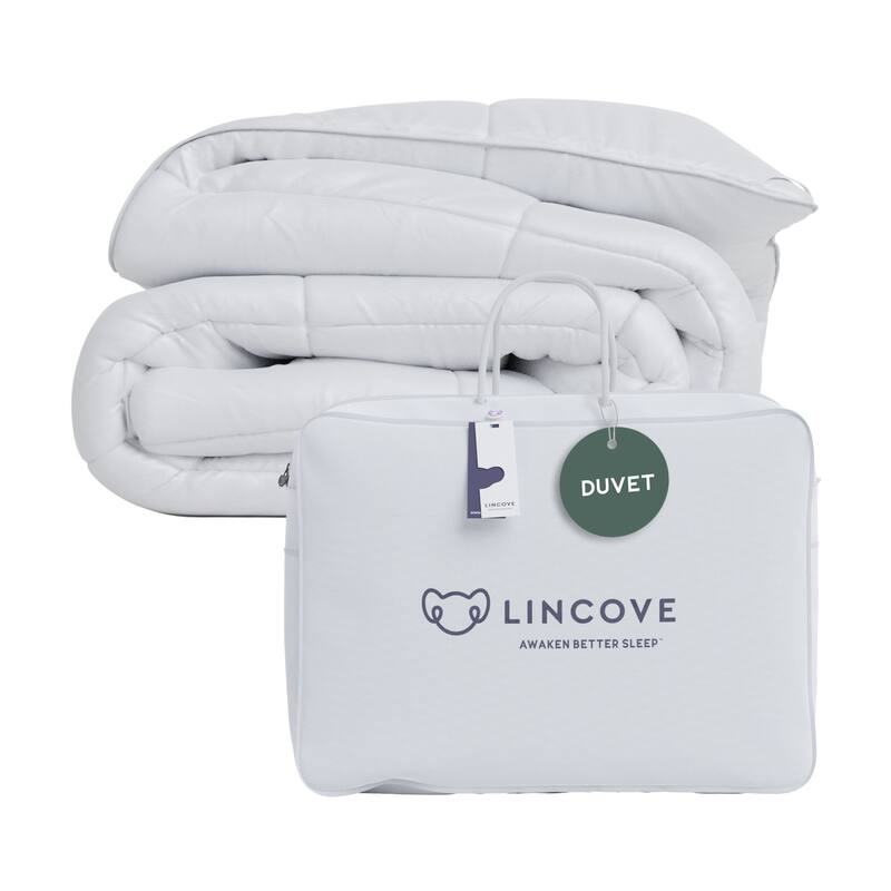 Lincove Down Alternative Comforter with 400 Thread Count 100% Cotton Sateen Shell and Corner Loops for Secure Fit