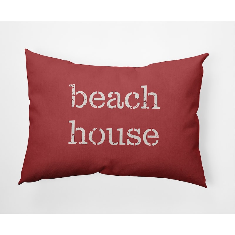 Beach House Nautical Indoor/Outdoor Throw Pillow - Ligonberry Red - 14" x 20"