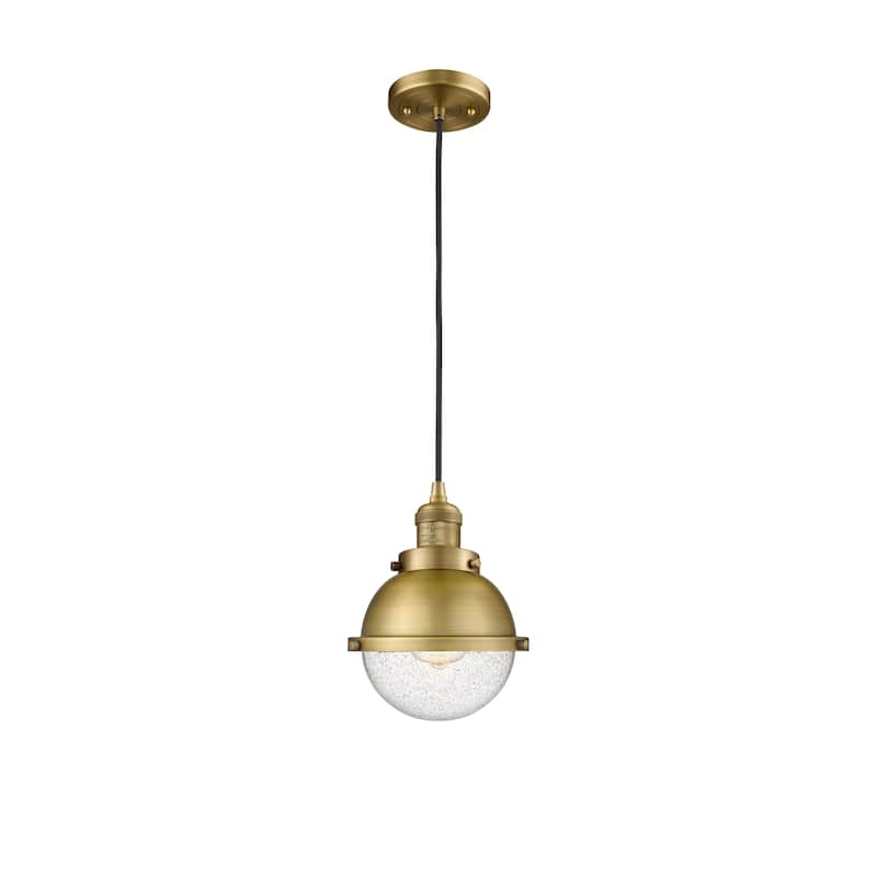 Innovations Lighting Franklin Restoration Hampden 1 Light 7" Cord Hung Mini Pendant - Brushed Brass/Seedy