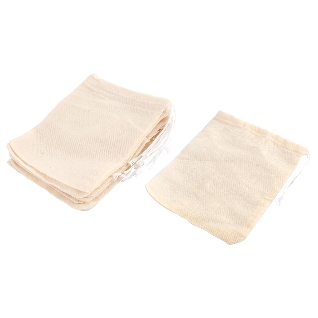 Home Kitchen Empty Spice Powder Soup Filter Bag Beige 10cm x 8cm 10Pcs