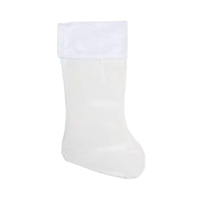 18" White Traditional Hanging Christmas Stocking
