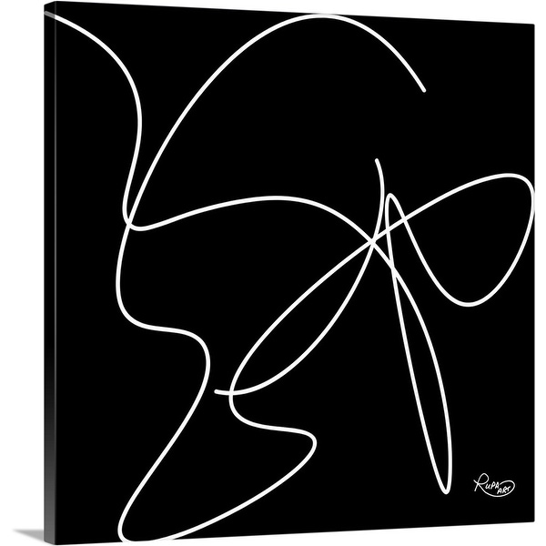 "White Line On Black" Canvas Wall Art