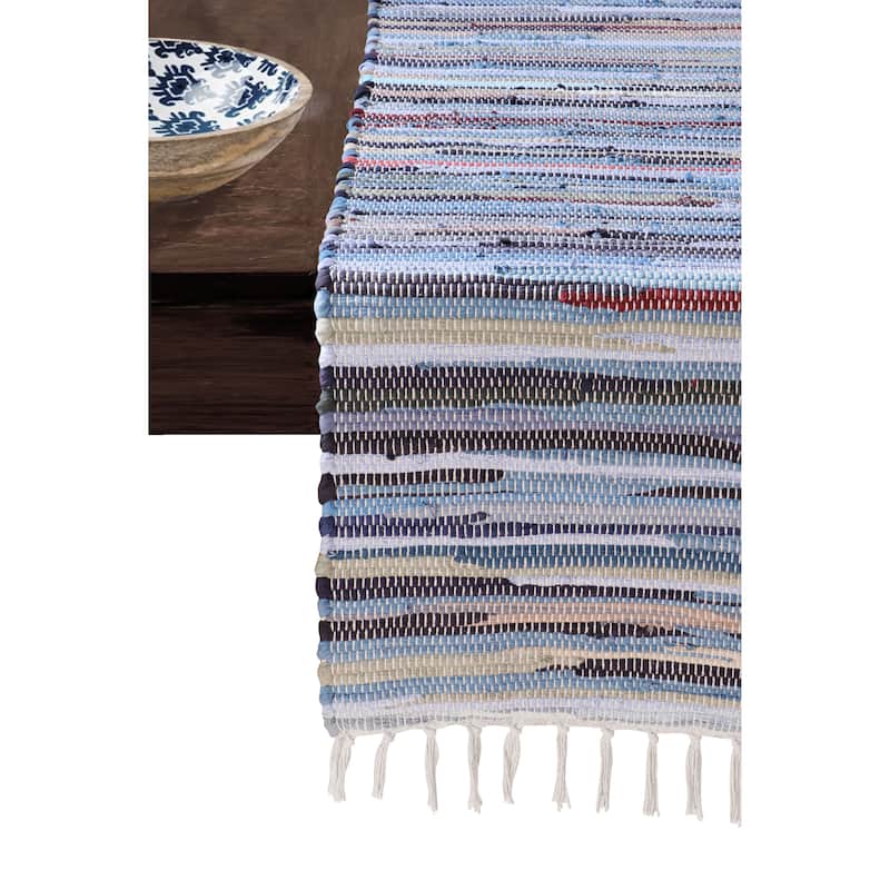 Handmade 100% Natural Cotton Chindi Tabletop Reversible & Washable, Table Runner | 15"x72" - 15''x72''