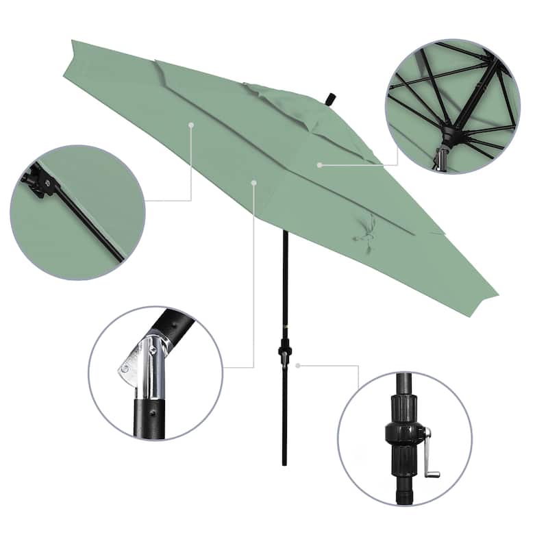 North Bend 11-foot Crank Open Auto-tilt Black Umbrella by Havenside Home