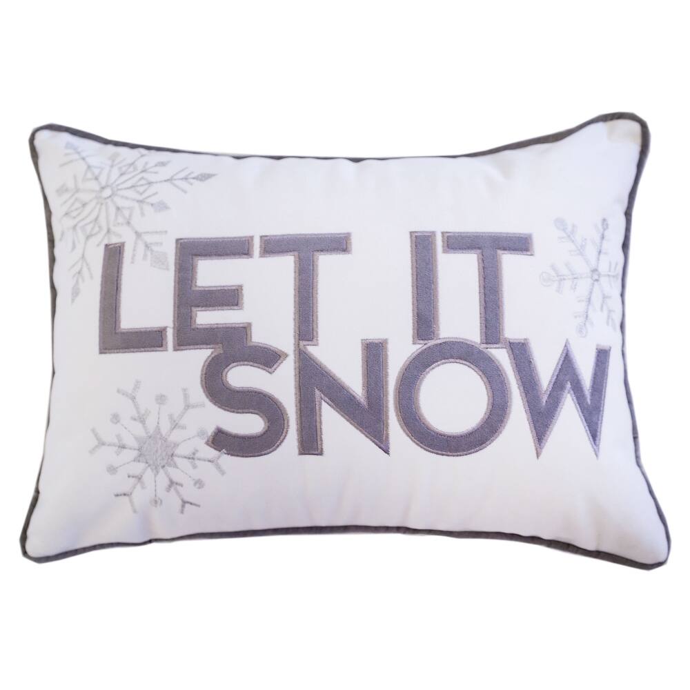 Let It Snow Velvet Lumbar Pillow with Insert 14x20 Set of 2