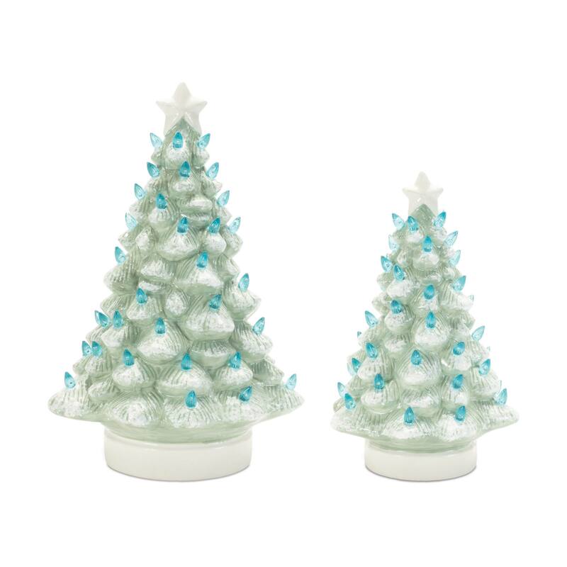 LED Ceramic Christmas Tree (Set of 2) - N/A