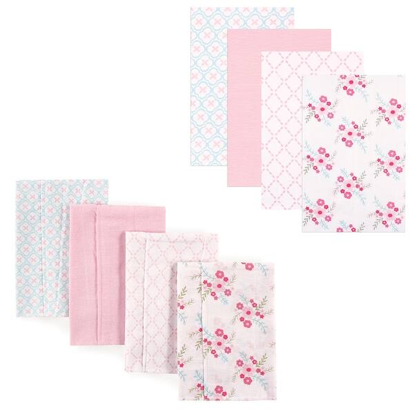 slide 1 of 1, Luvable Friends Infant Girl Cotton Flannel Burp Cloths and Receiving Blankets, 8-Piece, Floral, One Size - Floral - One Size One Size - Floral