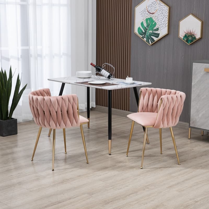 SEYNAR Modern Glam Velvet Dining Side Chair Set of 2 with Gold Metal Frame