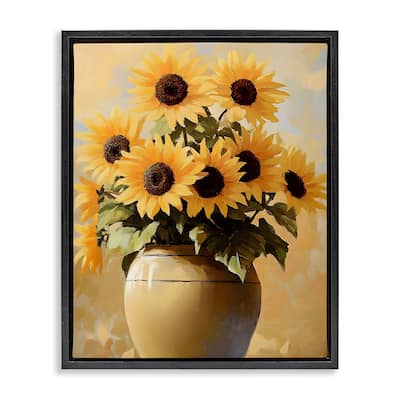 Stupell Sunflower Pot Still Life Framed Floater Canvas Wall Art Design By Franklyn Gregory