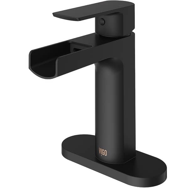 slide 2 of 7, VIGO Ileana 7" H Single Handle Single Hole Bathroom Faucet With Deck Plate - Matte Black