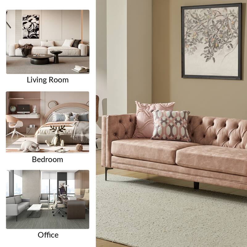 Calymne 84" Classic Square Arms Sofa with Button-Tufted Back by HULALA HOME