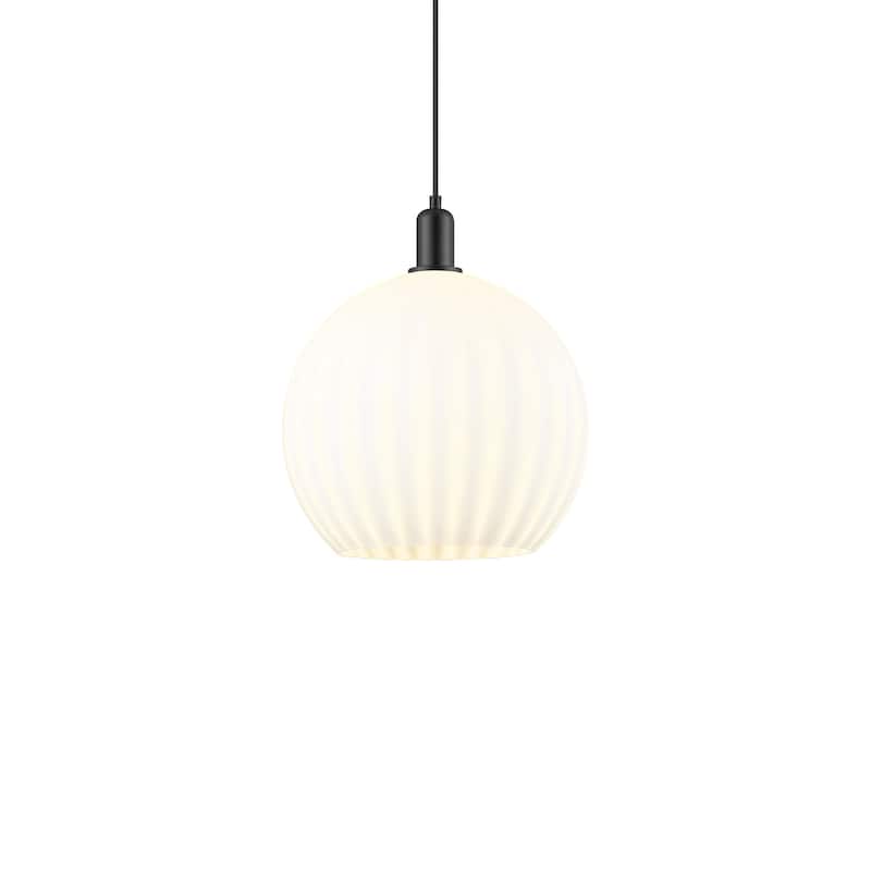 Innovations Lighting 716-1P-18-14 White Venetian Pendant White - Matte Black / White Venetian