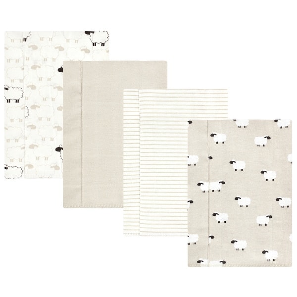 slide 1 of 1, Hudson Baby Cotton Flannel Burp Cloths, Taupe Sheep, One Size - Taupe Sheep 4 Pack - One Size One Size - Taupe Sheep 4 Pack