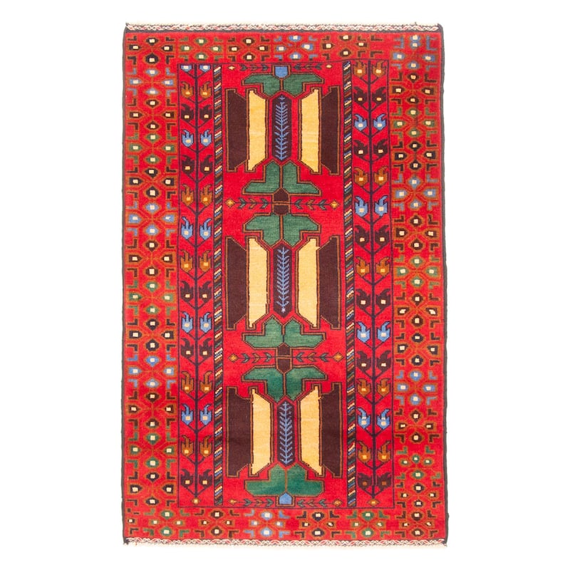 ECARPETGALLERY Hand-knotted Teimani Red Wool Rug - 2'9 x 4'5