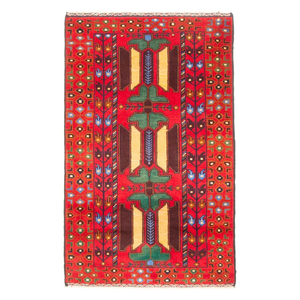 ECARPETGALLERY Hand-knotted Teimani Red Wool Rug - 2'9 x 4'5