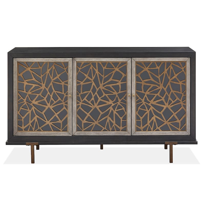 Magnussen Home Ryker Nocturn Black And Coventry Grey Server - 61.13''W x 18''D x 36''H
