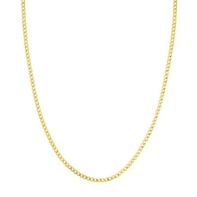 Curata 10k Yellow Gold 2.7mm Light Concave Curb Chain Necklace (Lobster)