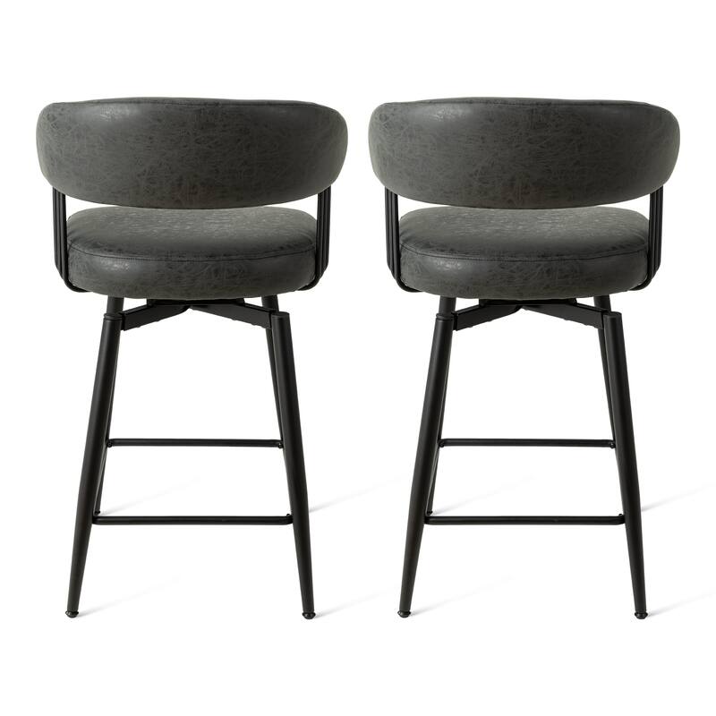 Glitzhome 26 or 31 Inches Modern Upholstered Swivel Counter Height Bar Stools