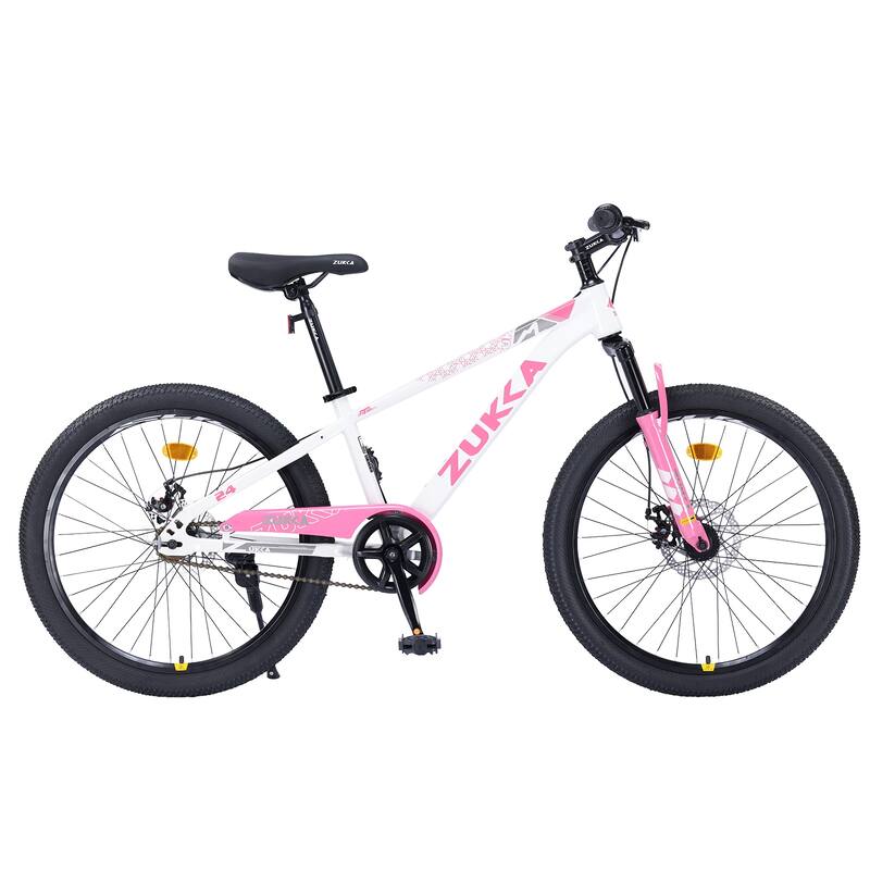 Mountain Cycling Bike 24 Inch Road Commuting Kids Bicycle with Dual Disc Brakes and Shock-Absorbing Fork for Boys and Girls