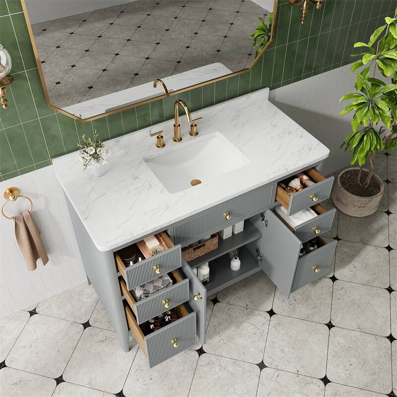 48''Freestanding Single Sink Bathroom Vanity w/Solid Wood Construction