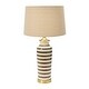 preview thumbnail 1 of 10, 16" Round Striped Ceramic and Metal Desk Lamp