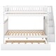 preview thumbnail 11 of 26, 3 Beds In 1 Full Over Full Bunk Bed With Trundle And Staircase,Optimize Storage Space for Bedroom