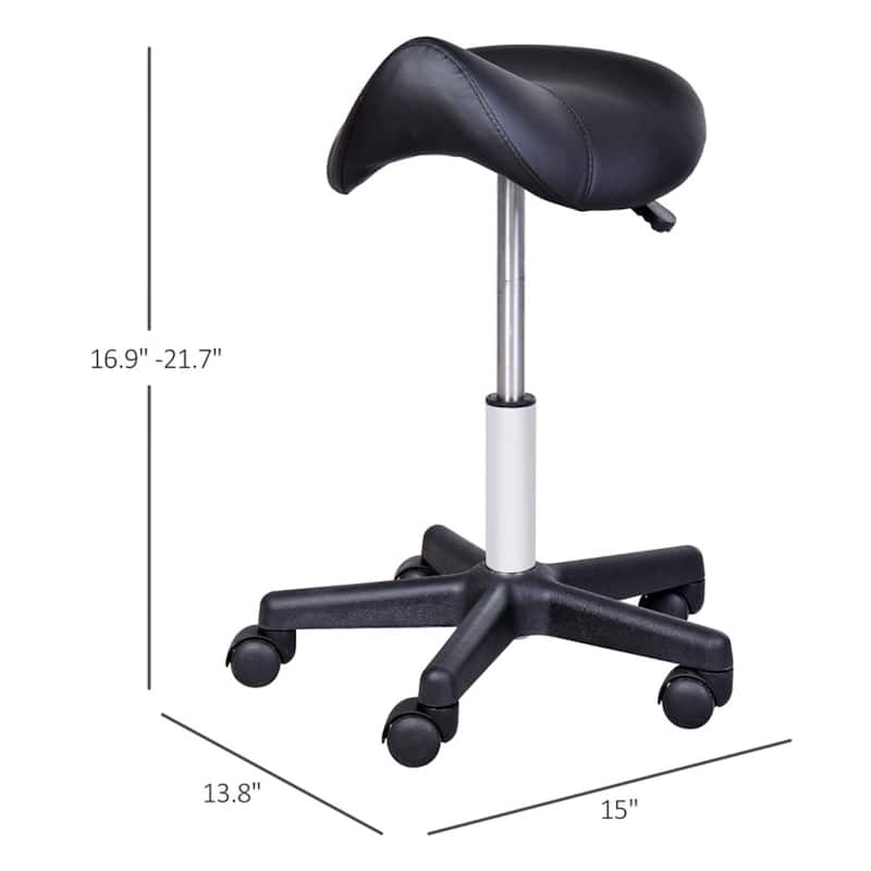 Adjustable Rolling Stool with Faux Leather Seat and Smooth Casters for Salon Spa Tattoo and Office Use
