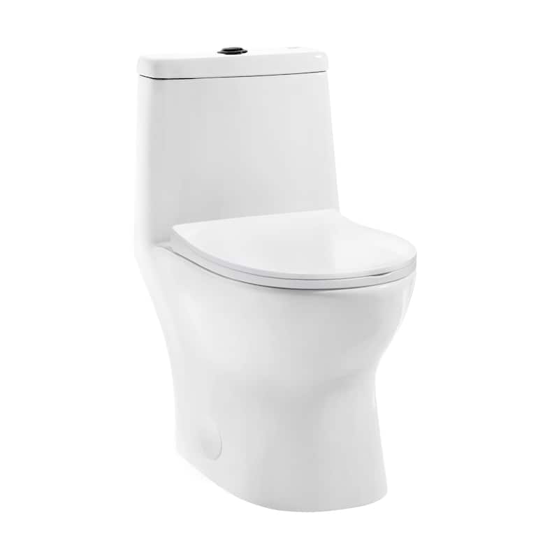 Dieppe One Piece Toilet Dual Vortex Flush, Black Hardware 1.1/1.6 Gpf - 27.45" x 13.85" 27.85"