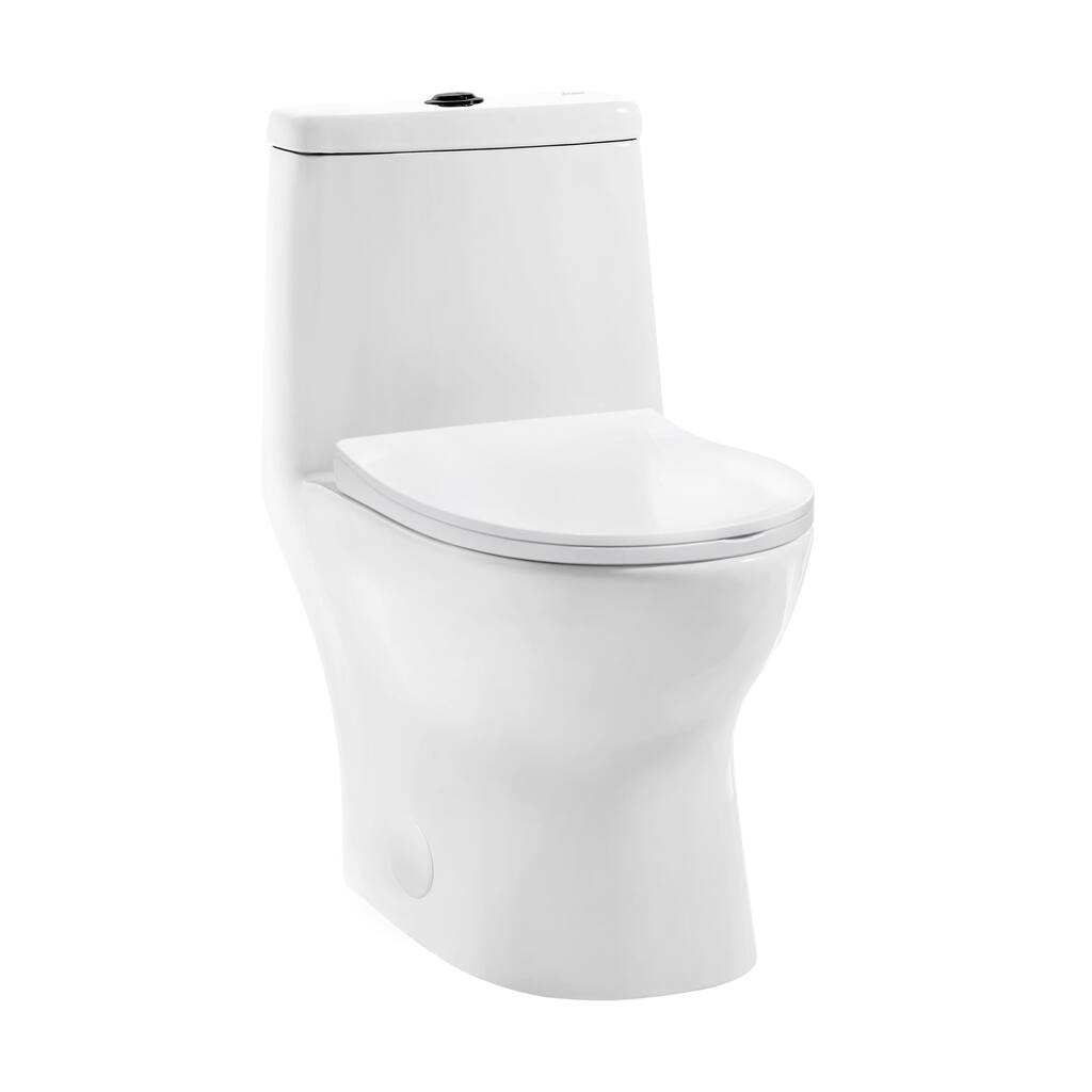 Dieppe One Piece Toilet Dual Vortex Flush, Black Hardware 1.1/1.6 Gpf - 27.45" x 13.85" 27.85"