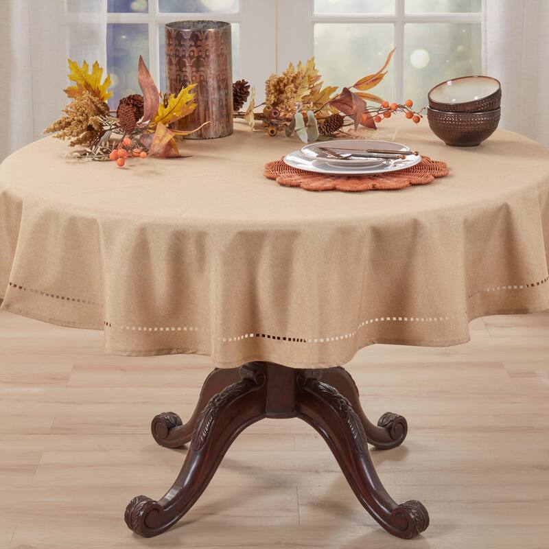 Solid Textured Tablecloth with Clean Drape, Minimal Decorative Edge, and Versatile Styling for Dining and Entertaining