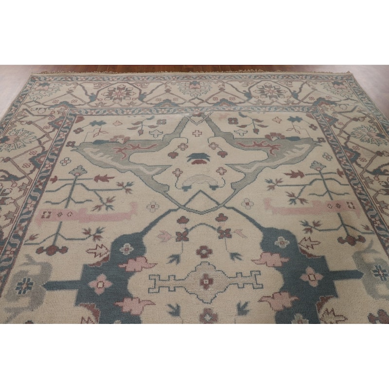 Oushak Oriental Area Rug Handmade Floral Wool Carpet - 9'0" x 11'9"