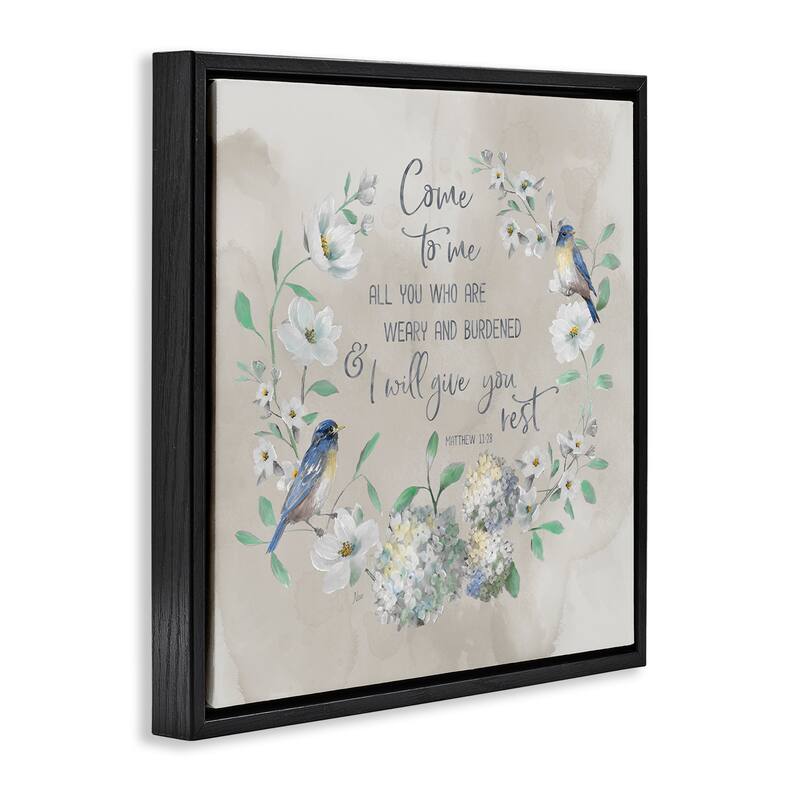 Stupell Comforting Proverb & Wreath Framed Floater Canvas Wall Art Design By Nan