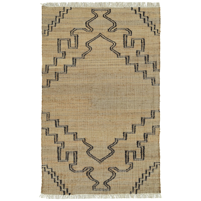Natural Jute Black Hand-Made Indoor Area Rug