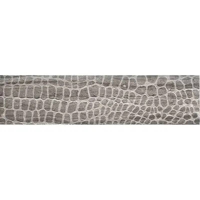 Artisana 3x12 in. Textured Etched Reptille Elongated Subway Wall and Floor Tile (5 sq ft/case, 20-Pack) - Wooden Grey