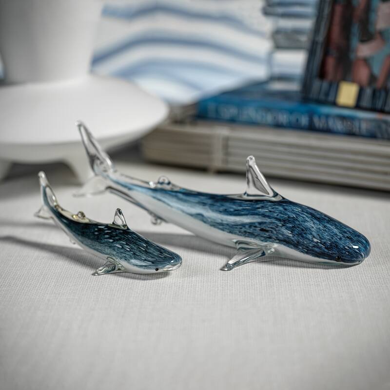 Decorative Glass Wildlife Blue Shark Imitation Figurine